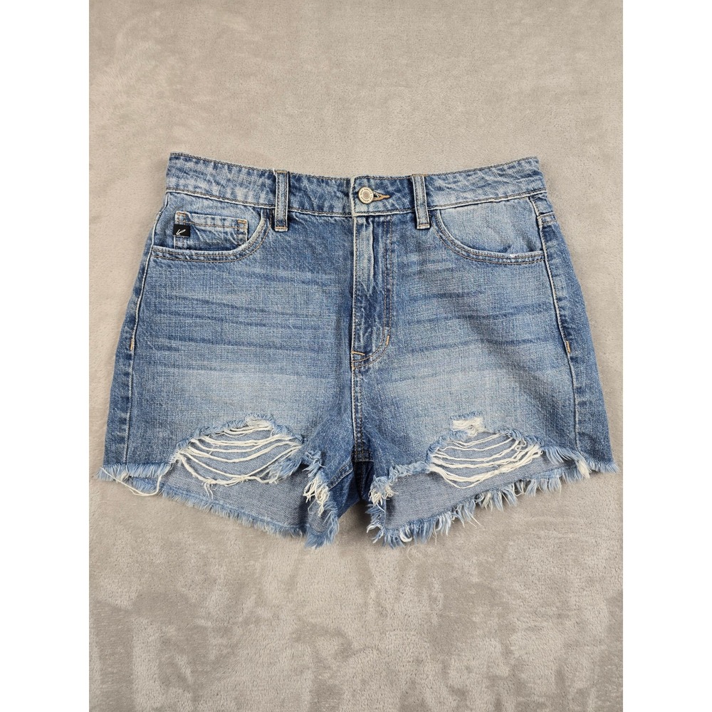 KanCan Jean Shorts Womens Medium‎ Blue Distressed Raw Hem KC9145M Denim *Read
